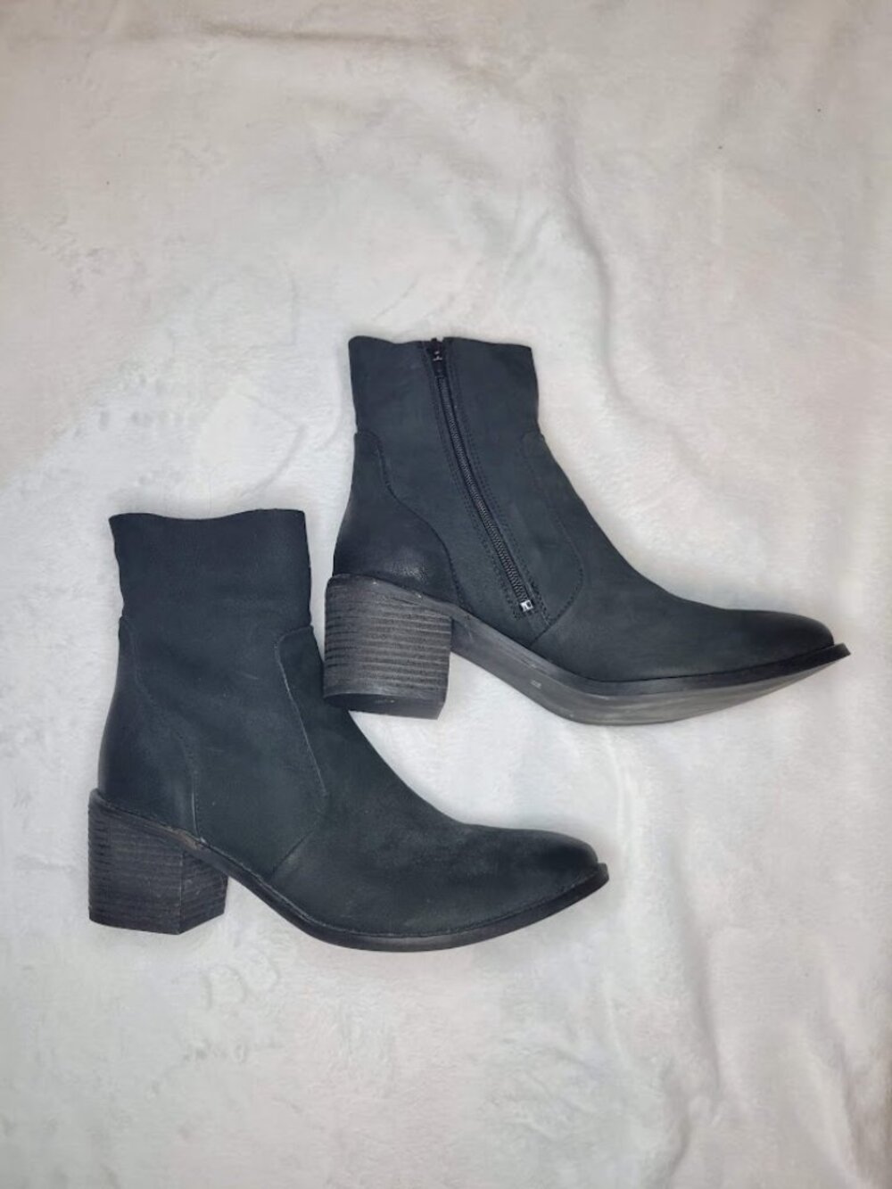 Diba True Majestic Black Nubuck Leather Ankle Boots Size 11